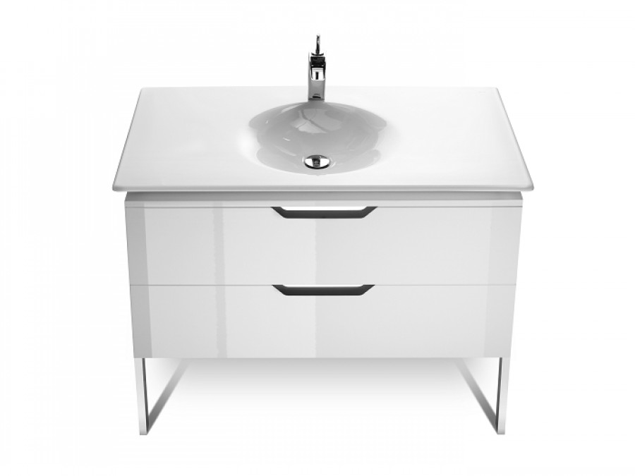 Meuble sous vasque et vasque Kalahari-N 100cm Blanc Brillant ROCA Voici une