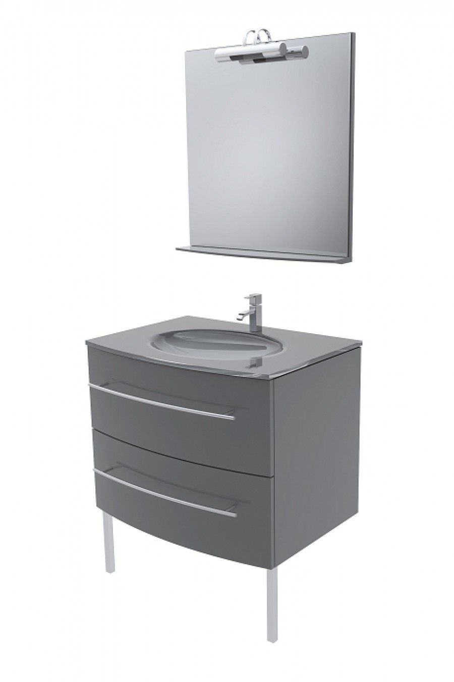 Meuble simple vasque Curve 75 cm Gris