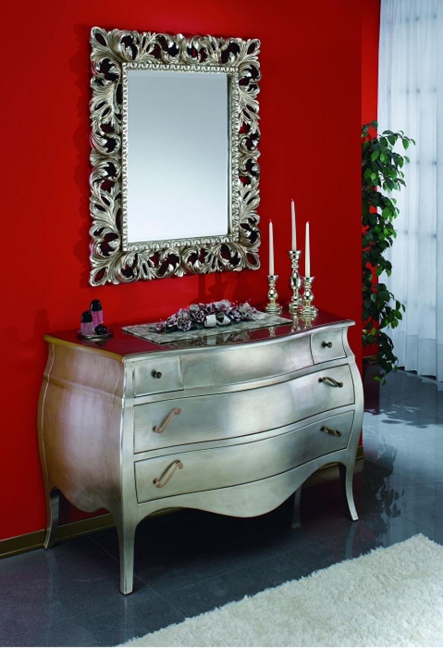 Meuble de salle de bain New Baroque composition 4 - Feuille Argent patin&eacute;