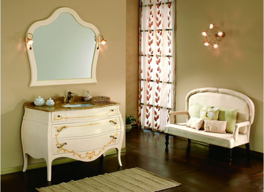 Meuble de salle de bain New Baroque composition 5 - Cr&egrave;me avec d&eacute;coration