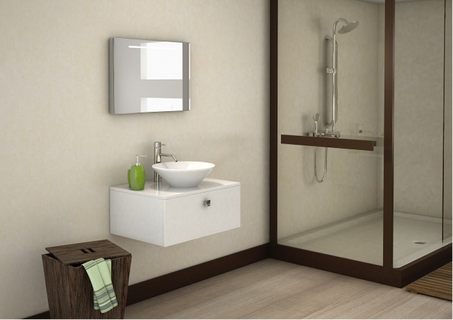 Meuble simple vasque Vogue 70 Laque Blanc Brillant