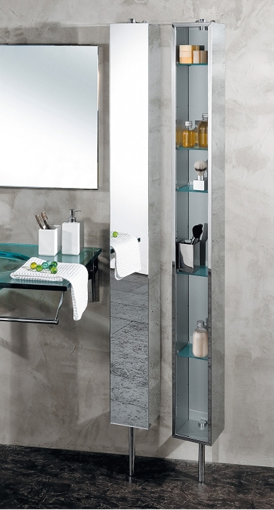 Armoire tournante en Inox avec miroir