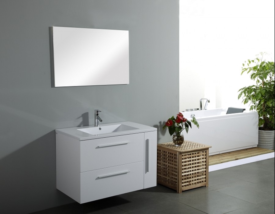 Meuble simple vasque Atlantis Blanc