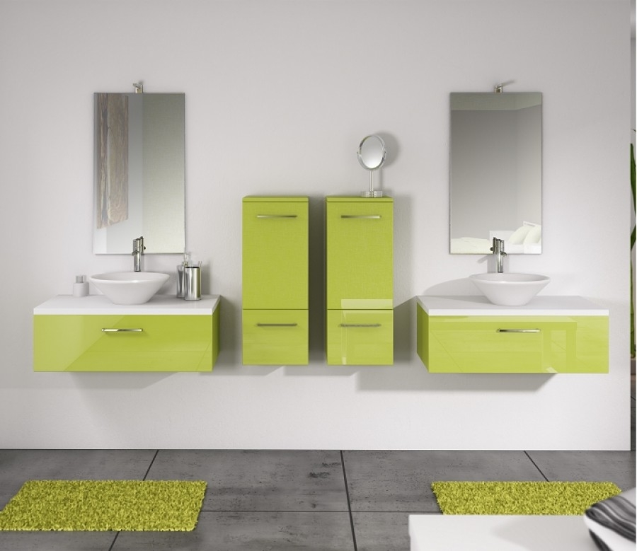 Meuble double vasque Vogue 90 Olive Brillant