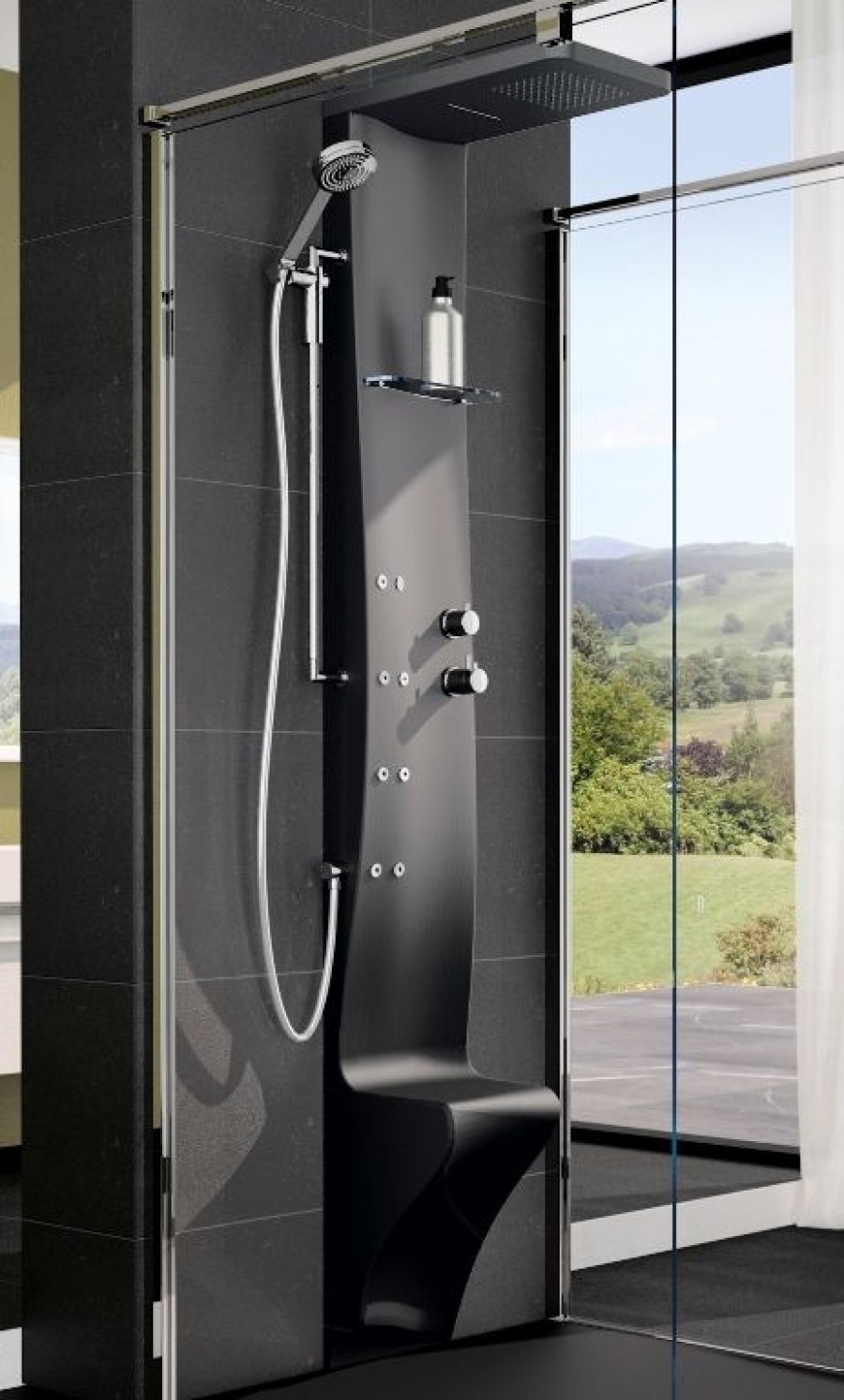 Colonne de douche Dress Plus mitigeur thermostatique NoirSanitaire ... Colonne de douche Dress Plus mitigeur thermostatique NoirSanitaire ...