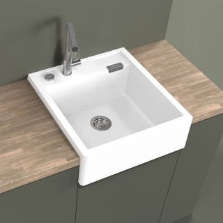 Évier Céramique Timbre D'Office Grand Siècle - 90cm, Blanc, à Poser (neuf)