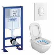 Pack WC Grohe Rapid SL + Cuvette Tesi AquaBlade Ideal Standard + Plaque blanche
