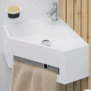 Lave-mains d'angle ANGO avec porte serviette intégré