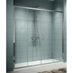 Paroi de douche sans seuil 1 porte coulissante +1 fixe LUN2PH96S-1B