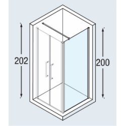 Paroi latérale Young 2.0 F1B 117-119 cm verre Aqua prof Silver
