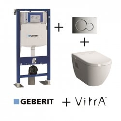 Pack WC Geberit UP320 + Cuvette D-Light VitraFresh + plaque Sigma chromé brillant