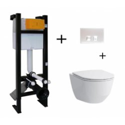 Pack WC Bâti-support Evo + Cuvette sans bride Rimless + Plaque Blanche