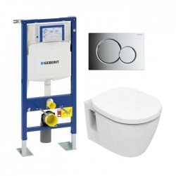 Pack WC Geberit UP320 + Cuvette sans bride CONNECT + Sigma Chromé Brillant