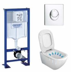 Pack WC Grohe Rapid SL + Cuvette Tesi AquaBlade Ideal Standard + Plaque Chromée Pack WC Grohe Rapid SL + Cuvette Tesi AquaBlade Ideal Standard + Plaque Chromée