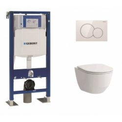 Pack WC Geberit UP320 + Cuvette sans bride Rimless + plaque sigma blanche