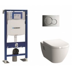Pack WC Geberit UP320 + Cuvette D-Light Vitraflush 2.0 + plaque Sigma chromée brillante