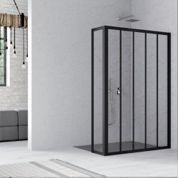 Paroi de retour fixe LOFT Classic Noir Mat - Verre Clair traité Paroi de retour fixe LOFT Classic Noir Mat - Verre Clair traité