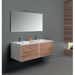 Meuble double vasque PARIGI 140 cm - Mélaminé Sherwood - Compo15 Meuble double vasque PARIGI 140 cm - Mélaminé Sherwood - Compo15