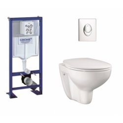 Pack WC Grohe Rapid SL + Cuvette GROHE sans bride Bau Ceramic + Plaque Chromée Pack WC Grohe Rapid SL + Cuvette GROHE sans bride Bau Ceramic + Plaque Chromée