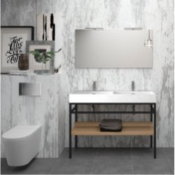 Meuble double-vasque STEEL 120 cm - Style industriel Meuble double-vasque STEEL 120 cm - Style industriel