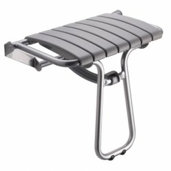 Siège de douche escamotable Assise grande taille - Gris et Gris chrome
