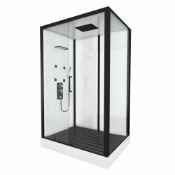 Cabine hydromassante NOGEA - Sans silicone - Noir mat - En kit - 120x80cm