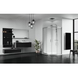 Paroi 1/4 de cercle ZEPHYROS 2.0 R Coulissantes - Silver - Transparent - 90x90cm