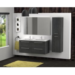 Meuble double vasque 117 Jupiter 2.0 Gris Structuré sans miroir