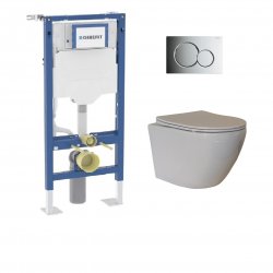 Pack Geberit UP320 + Cuvette sans bride KELOS Flush Blanc + Plaque Sigma Chromé Brillant