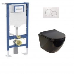 Pack Geberit UP320 + Cuvette sans bride KELOS Noir Brillant + Plaque Sigma Pack Geberit UP320 + Cuvette sans bride KELOS Noir Brillant + Plaque Sigma