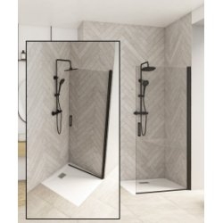 Paroi simple pivotante SOLO P Noir Grainé - 70 cm