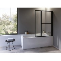Pare-baignoire pliant et relevable SECURE Noir - 2 volets Pare-baignoire pliant et relevable SECURE Noir - 2 volets