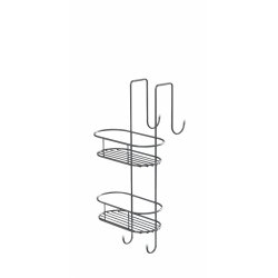 Porte-objets TITO 2 bacs arrondis pour paroi de douche - Chromé Porte-objets TITO 2 bacs arrondis pour paroi de douche - Chromé