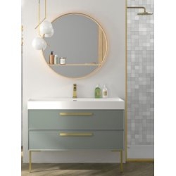 Meuble simple vasque 120cm EDGE Amande Mat et Gold mat Meuble simple vasque 120cm EDGE Amande Mat et Gold mat