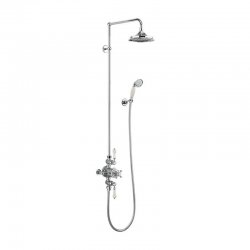 Colonne Thermostatique Rétro AVON - Poignée Blanche - Douche de tête 180mm Colonne Thermostatique Rétro AVON - Poignée Blanche - Douche de tête 180mm