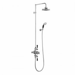 Colonne Thermostatique Rétro AVON - Poignée Noire - Douche de tête 180mm Colonne Thermostatique Rétro AVON - Poignée Noire - Douche de tête 180mm