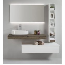 Meuble sdb suspendu ROMA Bois et Blanc - Compo 10 Meuble sdb suspendu ROMA Bois et Blanc - Compo 10
