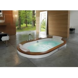 Baignoire balnéo à encastrer OPALIA 190x110cm - Cadre en Teck - Sans Robinetterie Baignoire balnéo à encastrer OPALIA 190x110cm - Cadre en Teck - Sans Robinetterie