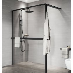 Paroi fixe KUADRA HWS avec porte-serviette Noir mat - 100cm - Gauche Paroi fixe KUADRA HWS avec porte-serviette Noir mat - 100cm - Gauche