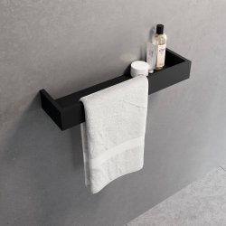 Étagère FRAME avec porte serviette - L45cm - Noir Mat Étagère FRAME avec porte serviette - L45cm - Noir Mat