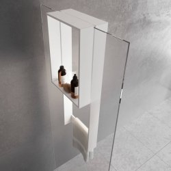 Étagère et porte-serviette FRAME pour paroi de douche - BlancMat Étagère et porte-serviette FRAME pour paroi de douche - BlancMat