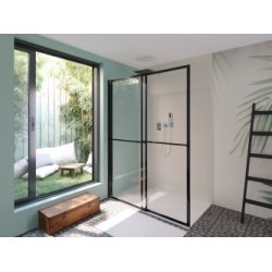 Porte coulissante et pivotante DELTA Noir mat - L120 cm Porte coulissante et pivotante DELTA Noir mat - L120 cm