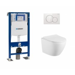 Pack WC suspendu Grohé Rapid SL + Cuvette sans bride Slim + Plaque