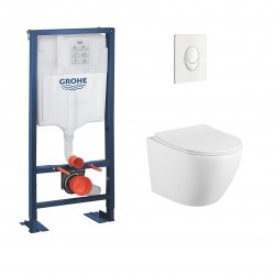 Pack WC Grohe Rapid SL + Cuvette sans bride KELOS Blanc Mat + Plaque Skate Air Chromé Pack WC Grohe Rapid SL + Cuvette sans bride KELOS Blanc Mat + Plaque Skate Air Chromé