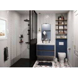 Meuble vasque 90 cm ESQUISSE Opale Marine et Bois Meuble vasque 90 cm ESQUISSE Opale Marine et Bois
