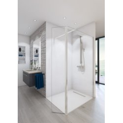 Paroi de douche AURA Chromé avec volet pivotant - 120+34.5cm**