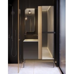 Exp&eacute;di&eacute; sous 3 semaines | Mini salle de bains TINY 105 cm avec chauffage Ch&ecirc;ne Massif