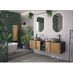 Meuble de salle de bain CANOPEE Chêne artisan et Noir Mat Meuble de salle de bain CANOPEE Chêne artisan et Noir Mat