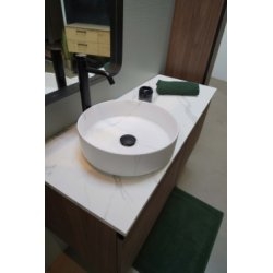 Meuble de salle de bain TOSCANE Noyer Tabac et Marbre Carrare Meuble de salle de bain TOSCANE Noyer Tabac et Marbre Carrare