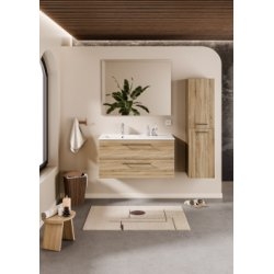 Meuble NEPTUNE Bois Clair 100 cm Vasque décentrée - Différents Miroirs Meuble NEPTUNE Bois Clair 100 cm Vasque décentrée - Différents Miroirs